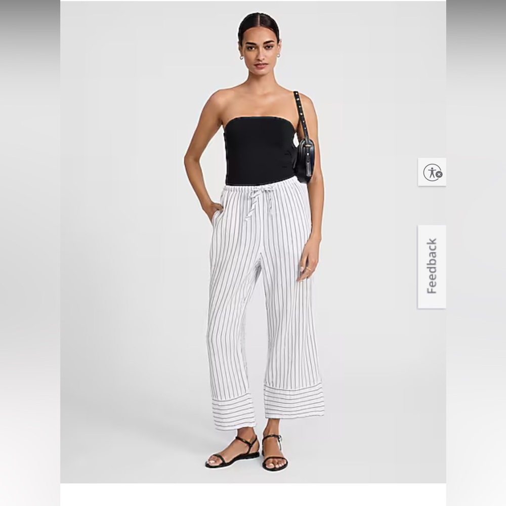 Express Black and White Striped Wide Leg Pants